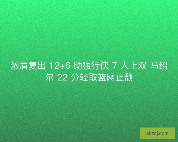 浓眉复出 12+6 助独行侠 7 人上双 马绍尔 22 分轻取篮网止颓