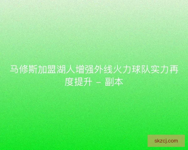 马修斯加盟湖人增强外线火力球队实力再度提升 - 副本