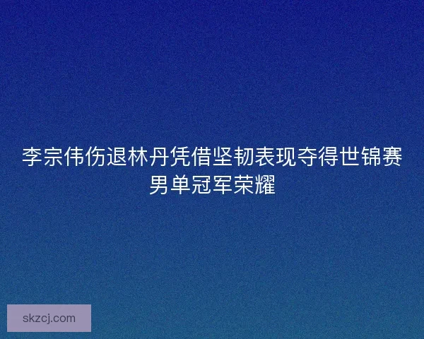 李宗伟伤退林丹凭借坚韧表现夺得世锦赛男单冠军荣耀